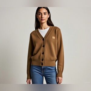 Women’s Acne Studios Keve Face 100% Wool Cardigan - Size Medium